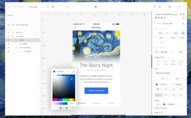 screenshot of uxpin user interface