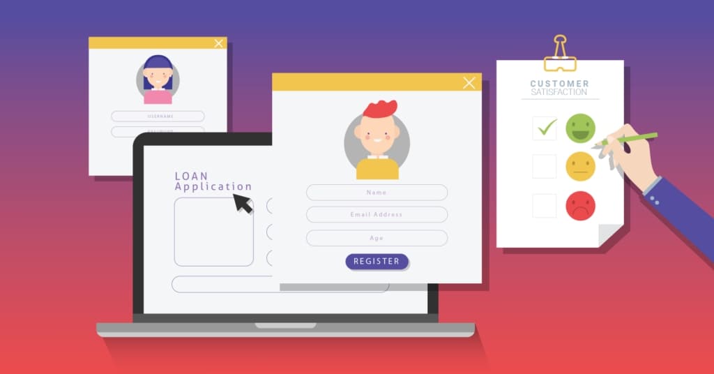 Concept illustration of an online form and customer feedback