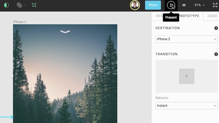 Earlier Figma presentation control and interaction settings