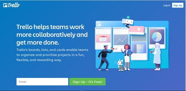 Historical Trello page describing boards, lists, and cards