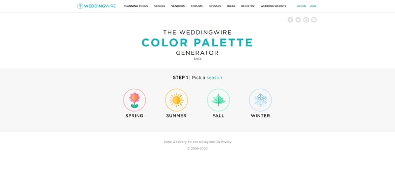 weddingwire wedding color palette generator