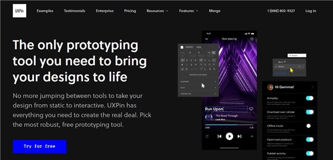 Earlier UXPin website view illustrating its product positioning
