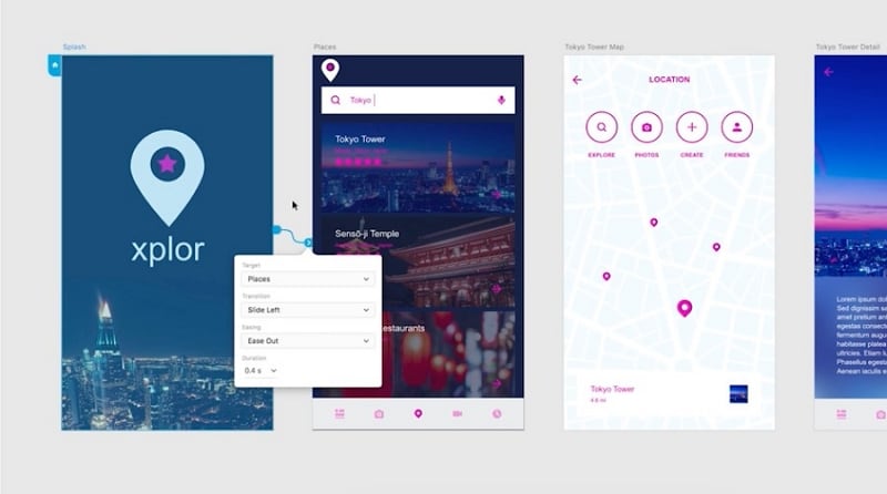 Adobe XD interaction settings between two travel artboards