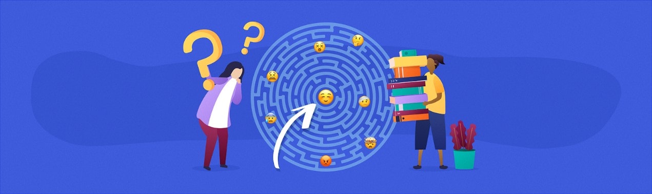 Illustration of people finding a route through a maze