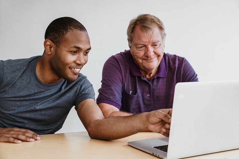 People working together in the original helper-app illustration