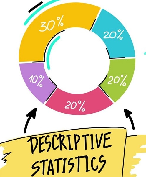 Illustration of descriptive statistics as portions of a whole