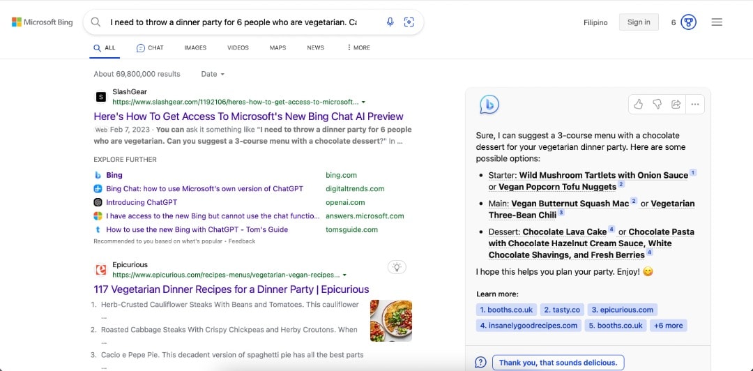 new bing interface