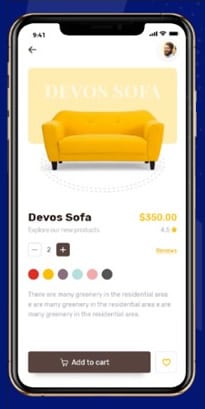 Detailed furniture-product screen example