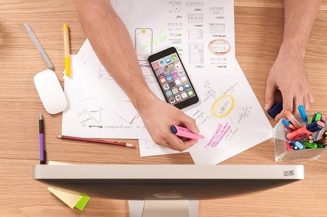 Original photo of app planning on paper