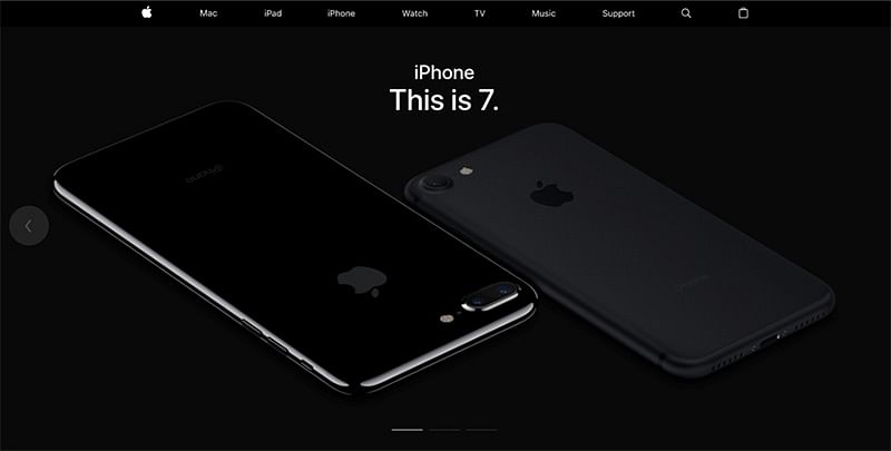 Historical Apple iPhone 7 website hero focused on the phone