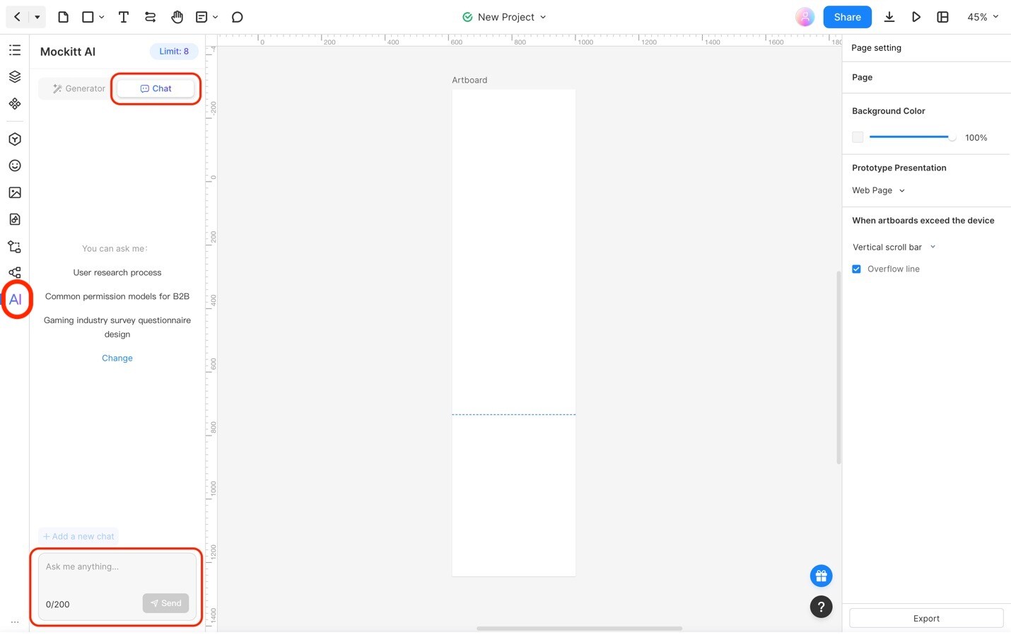 mockitt ai interface