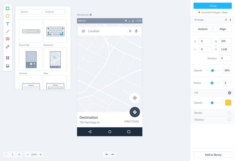 web app wireframe