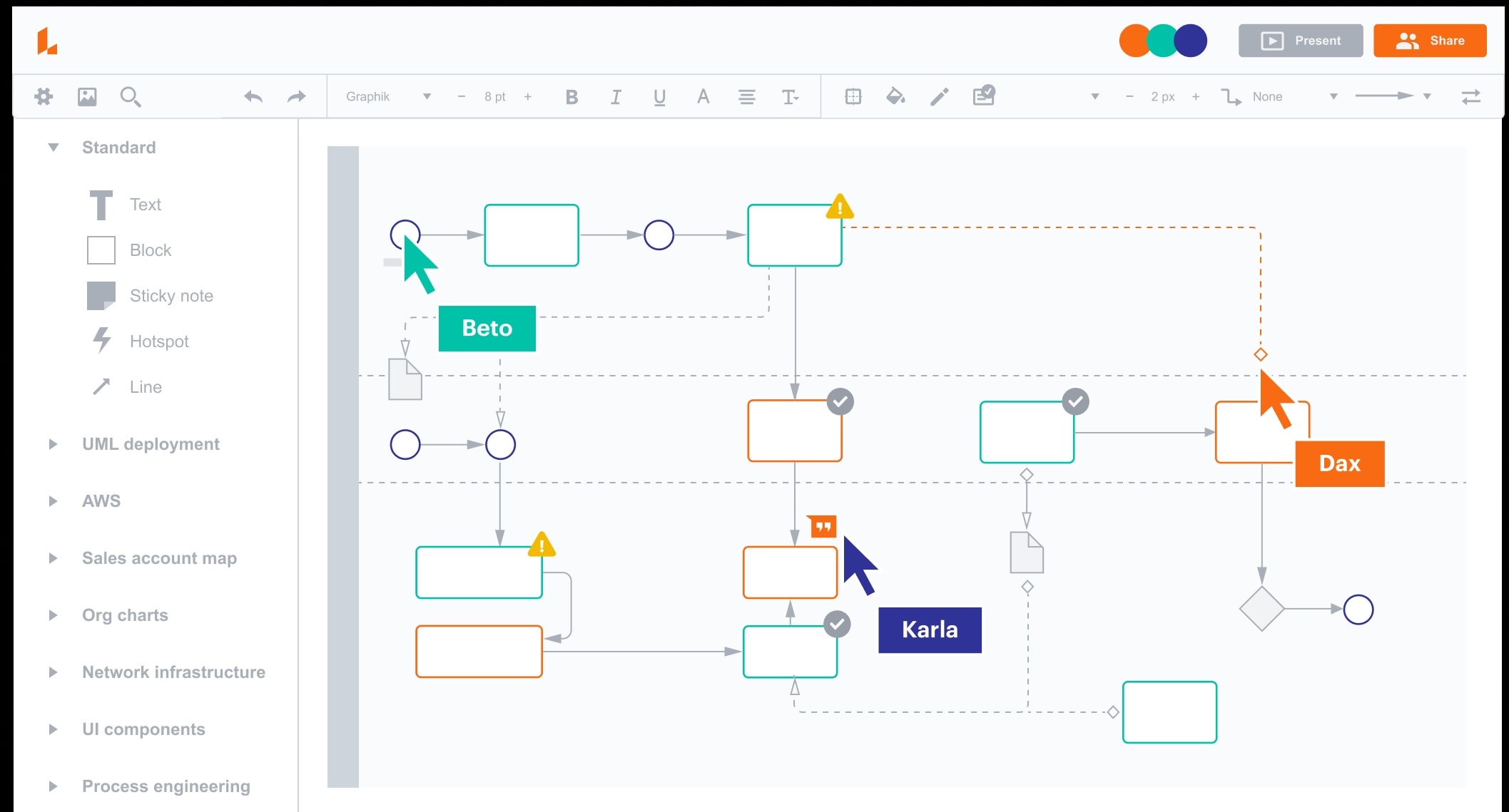 Historical Lucidchart diagramming interface