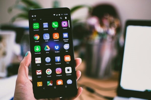 Phone showing an Android-style app drawer