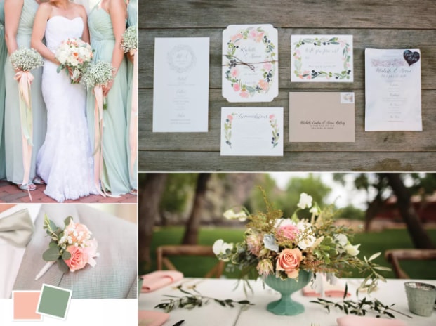 peach and sage wedding color scheme