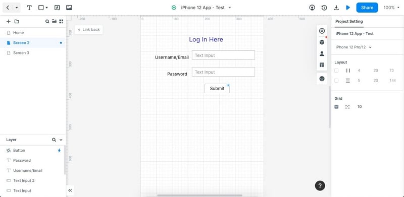 Earlier Mockitt Sign in screen with email, password and Submit controls