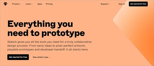 Earlier Sketch website view illustrating its product positioning
