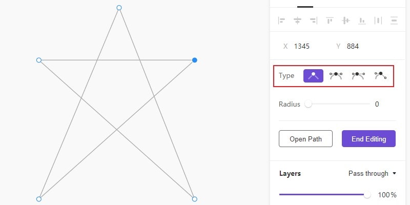 4 types in point mode