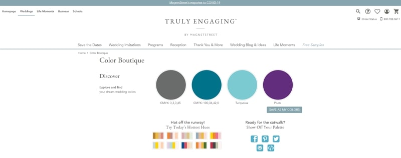 magnet street to generate color palette for wedding