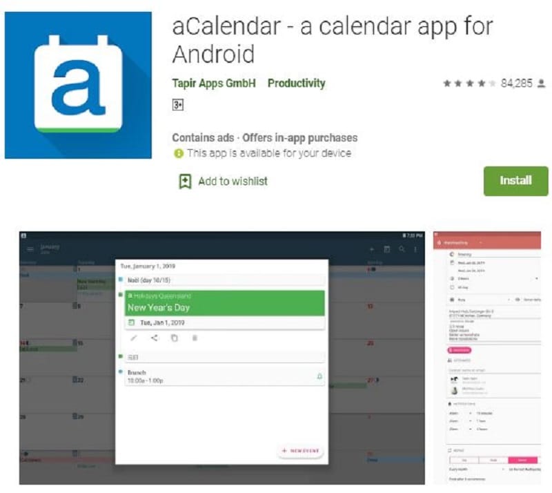 android calendar widget