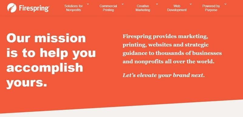 Earlier Firespring homepage describing marketing and website services