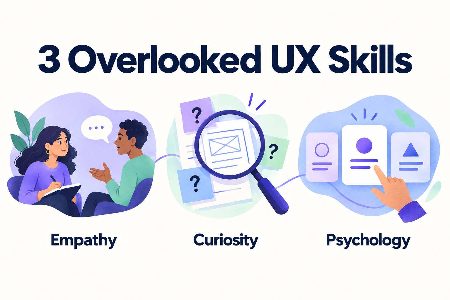 Empathy, curiosity, and psychology illustrated through a conversation, investigation, and interface choices.