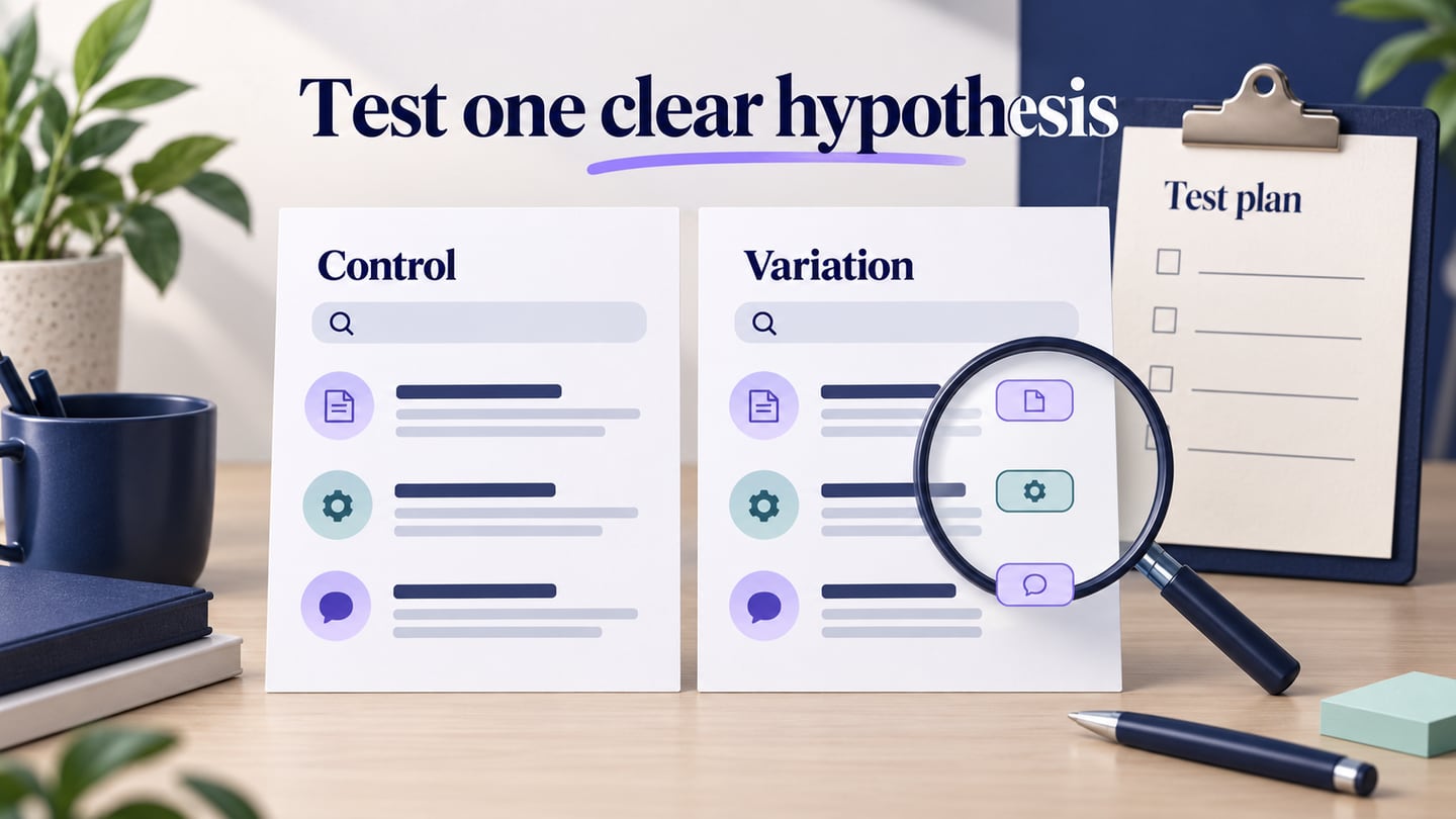 Matched help-search result layouts show a control and a category-label variation beside an unresolved test plan.