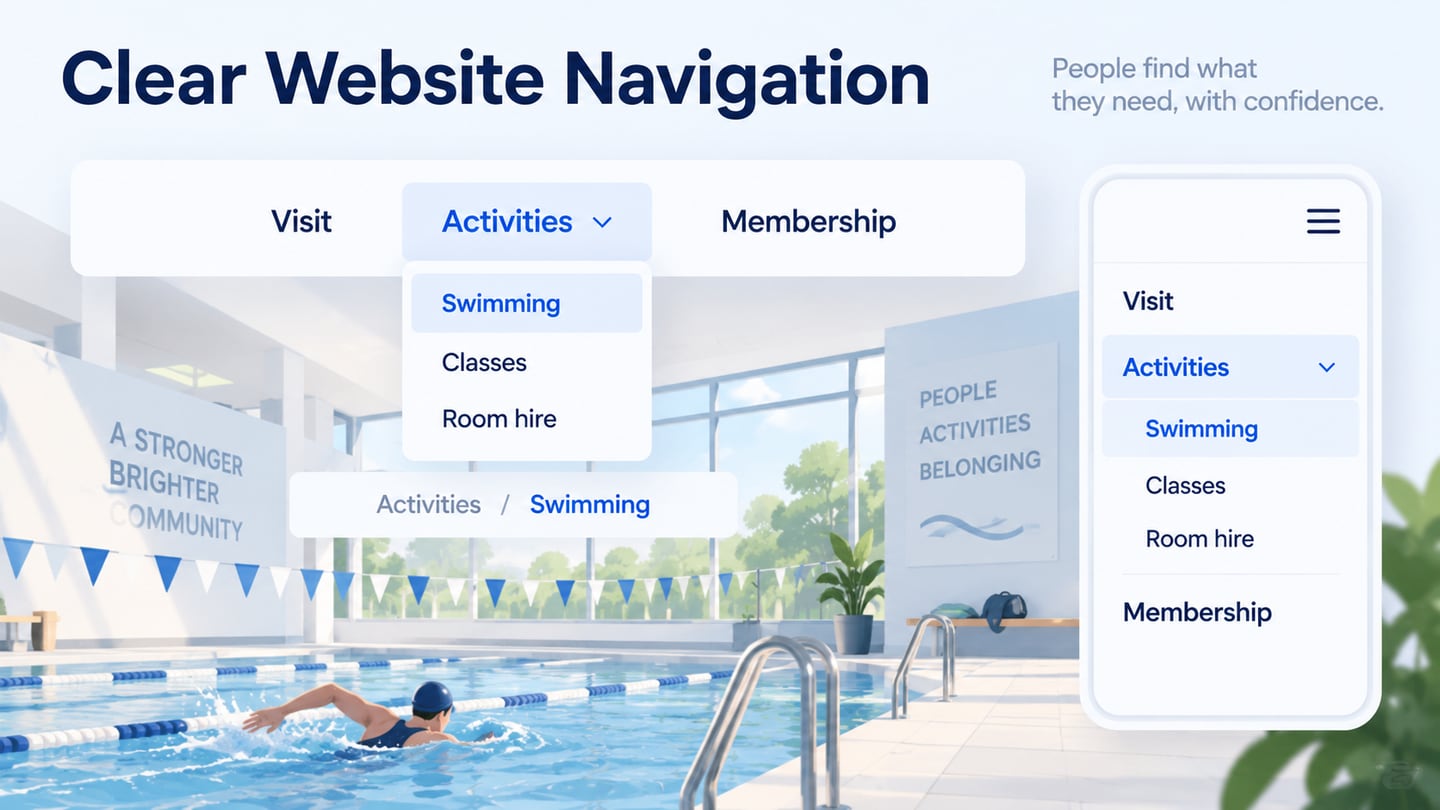 A community website uses consistent Activities navigation on desktop and mobile.