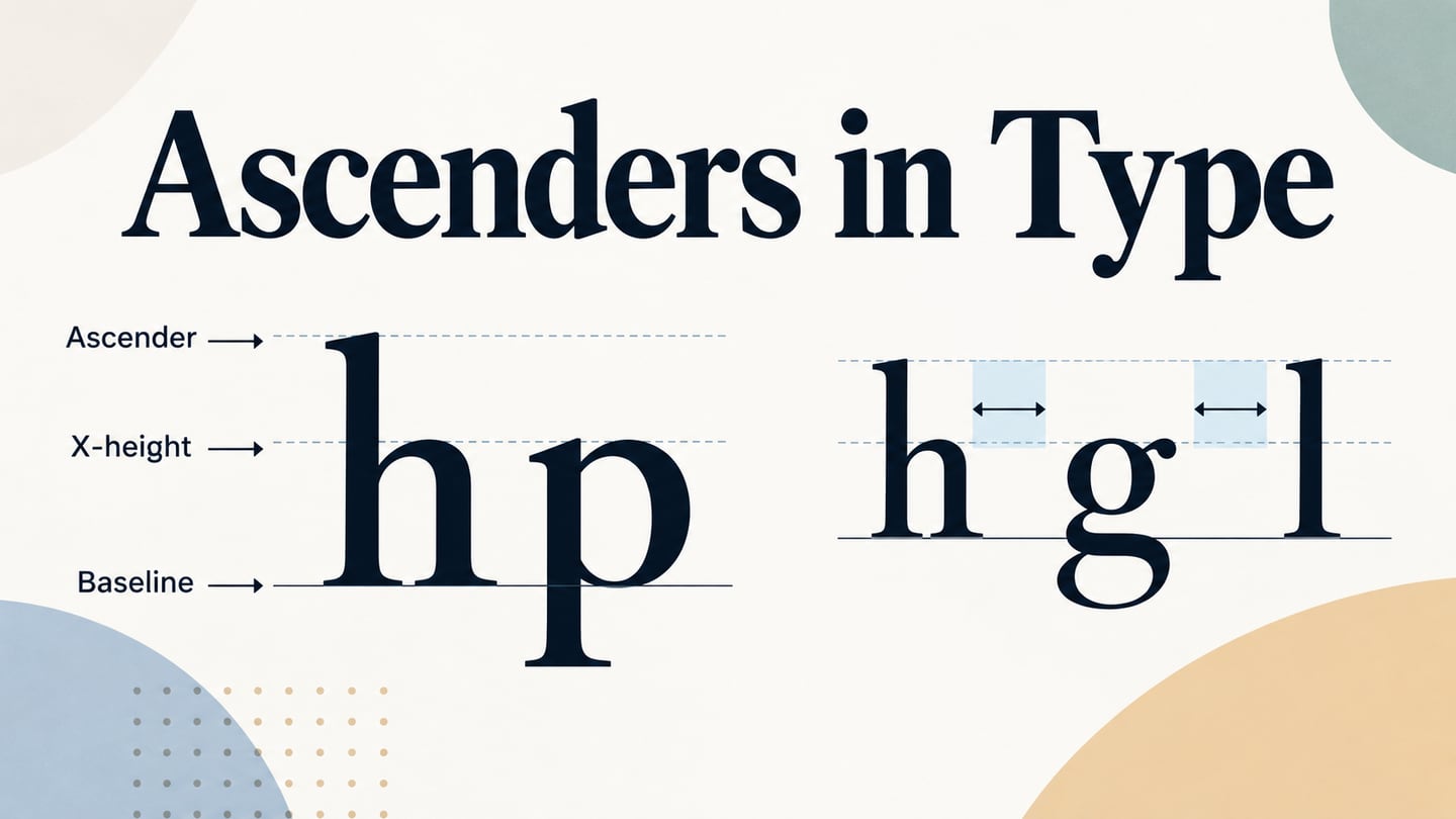 Lowercase letters with ascender, x-height and baseline markers