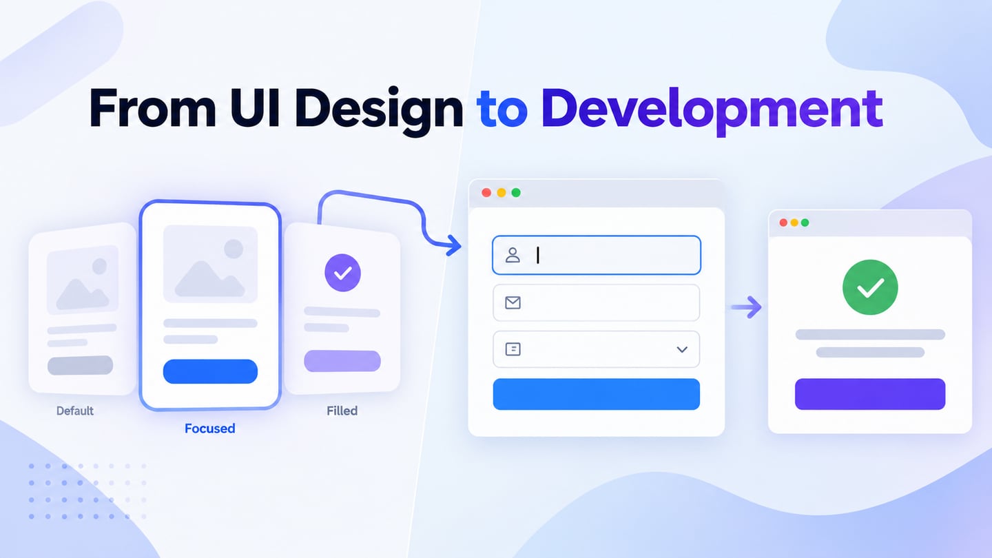 Interface design states connect to a working form and implementation checklist