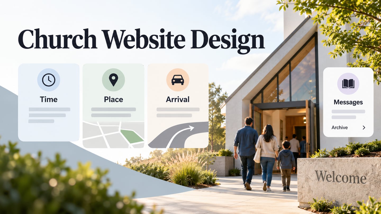 A visit-information page separates arrival details from an online message route.