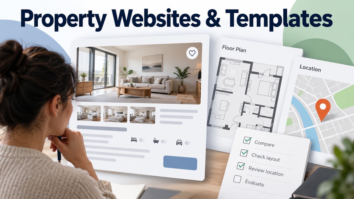 A property result connects location and floor-plan information to an enquiry route.