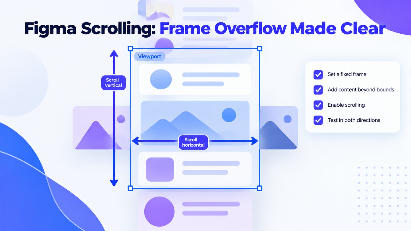 A viewport frame with horizontal and vertical overflow arrows for a Figma scrolling guide