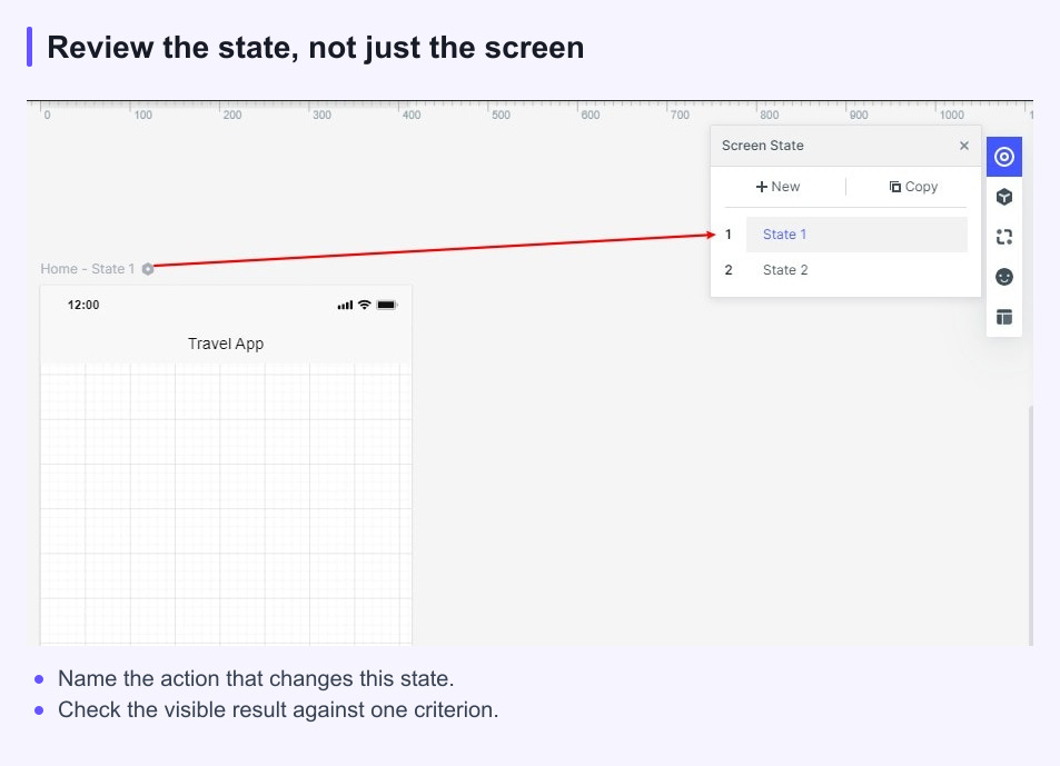 Mockitt screen-state editor used to review different prototype states