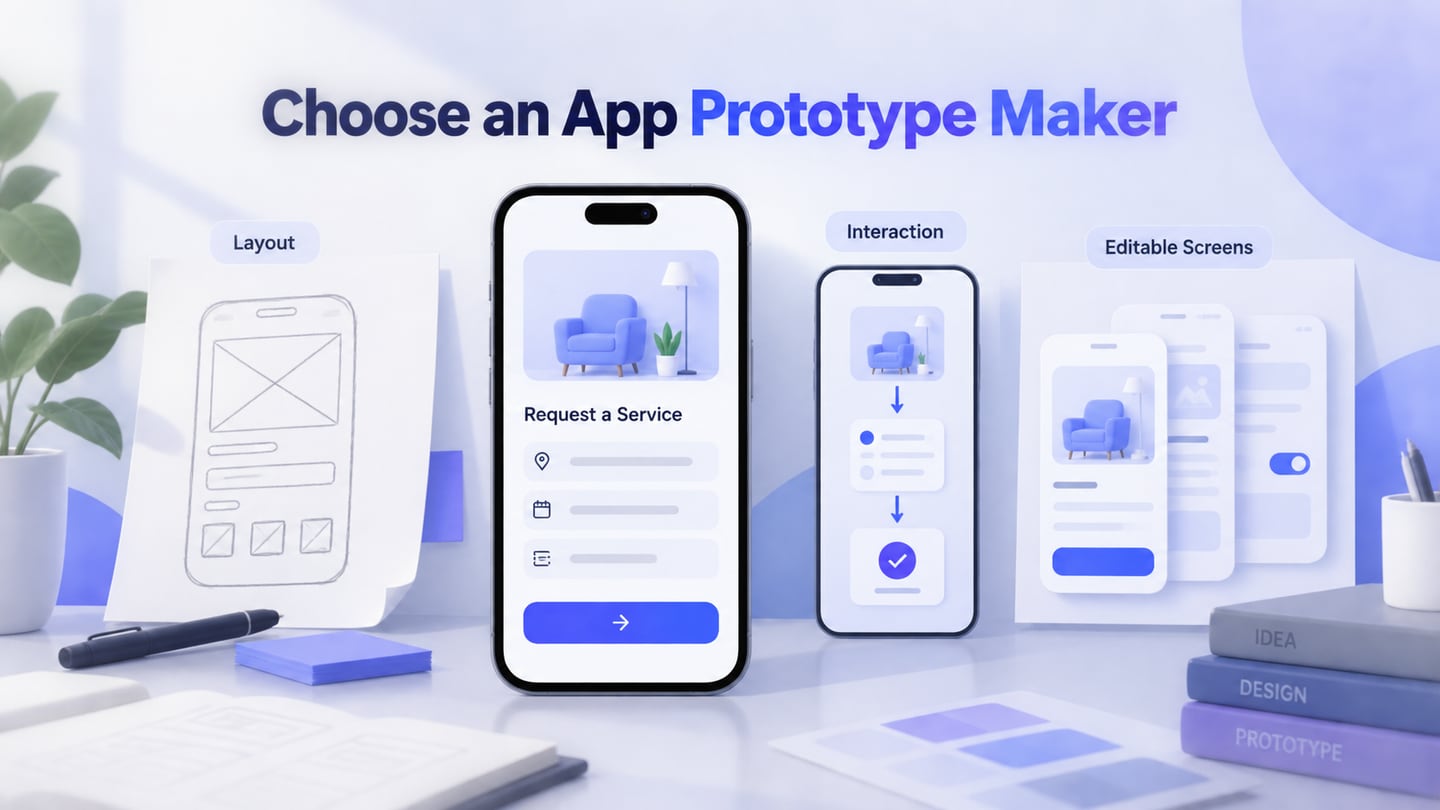 Three mobile design outputs to compare when choosing an app prototype maker