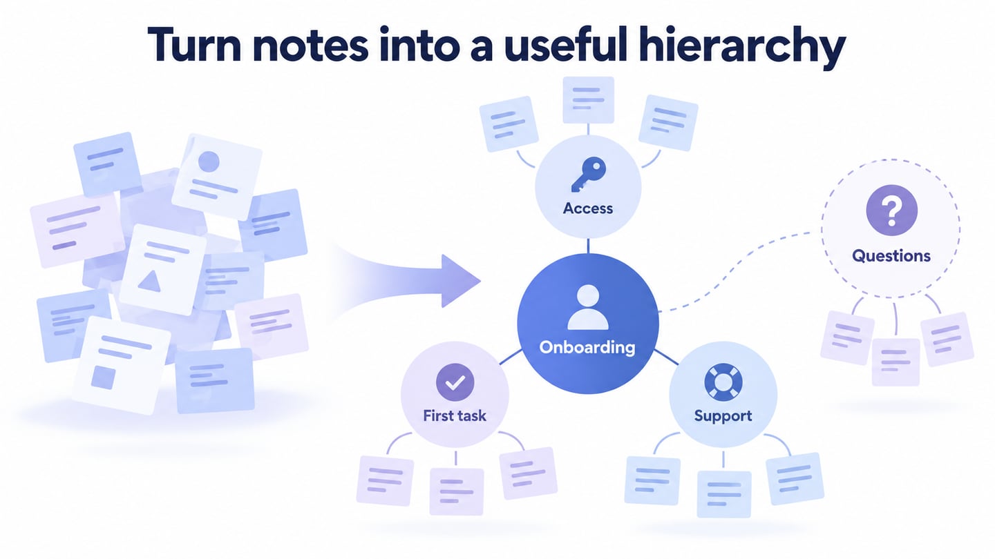 Turn notes into a useful hierarchy editorial illustration