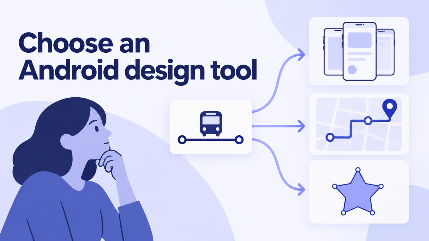 Choose an Android design tool editorial illustration
