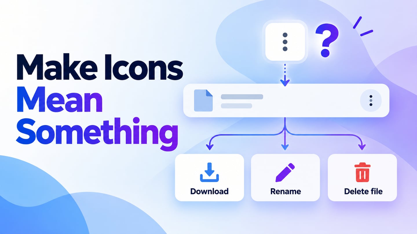 File actions showing how labels clarify icon meaning