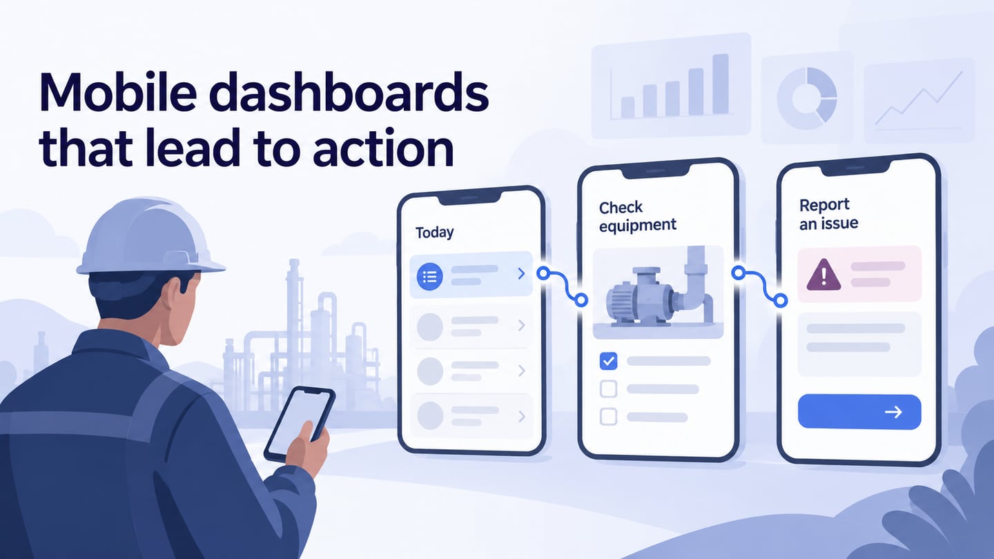 Mobile dashboards that lead to action editorial illustration