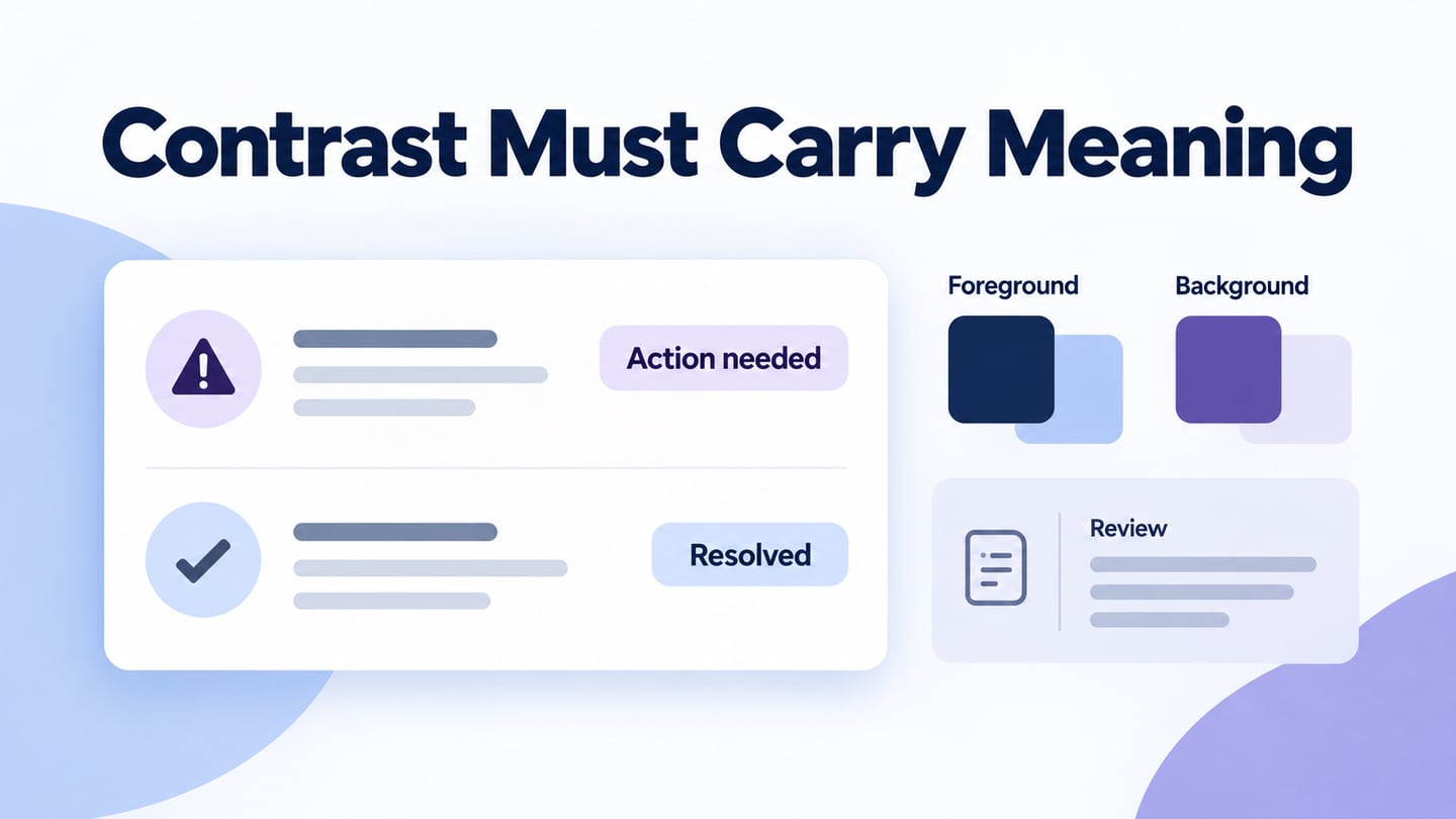 Action-needed and resolved states use color, labels, and different icons