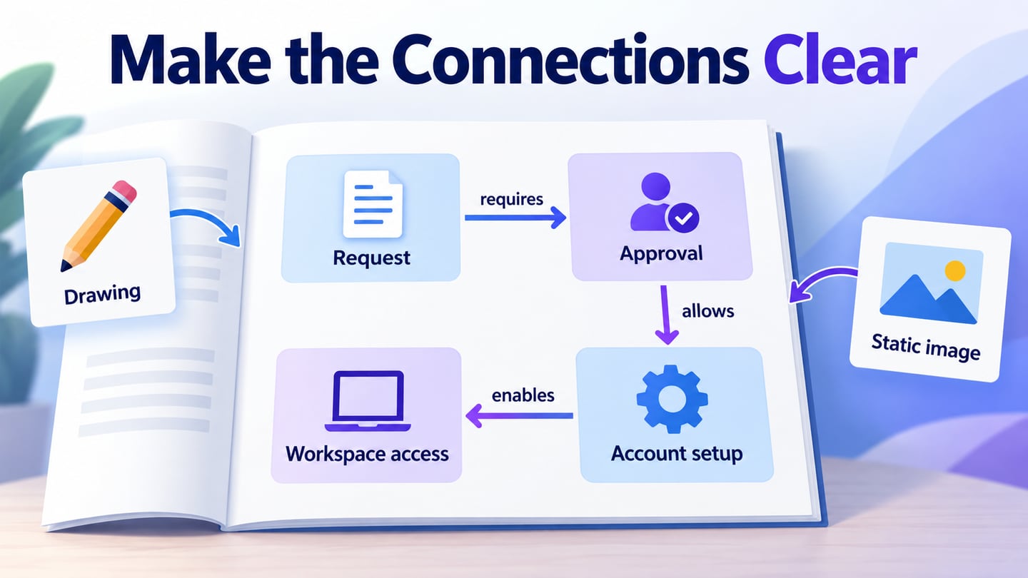 A document concept map with labeled access-request relationships