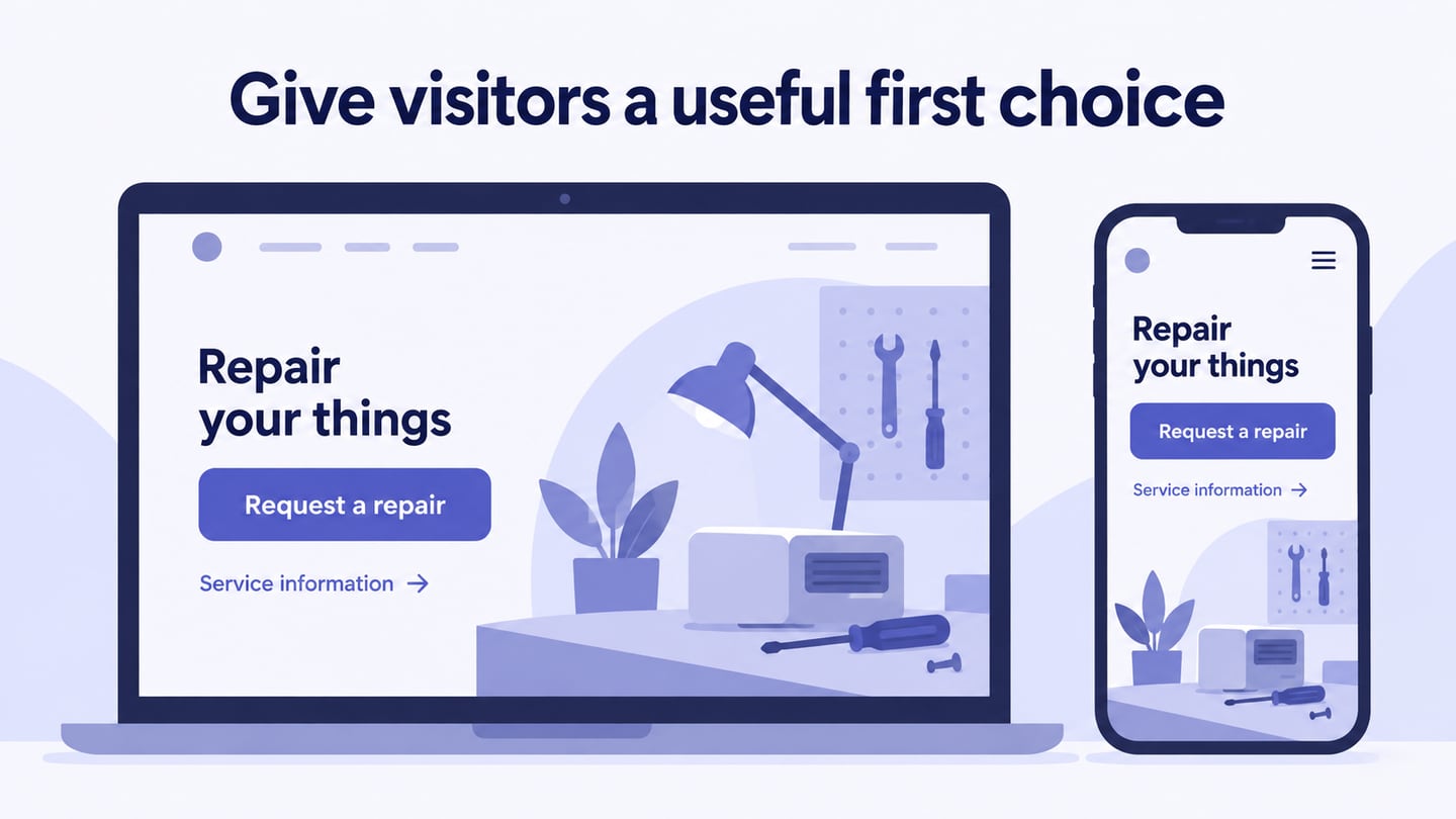 Give visitors a useful first choice editorial illustration