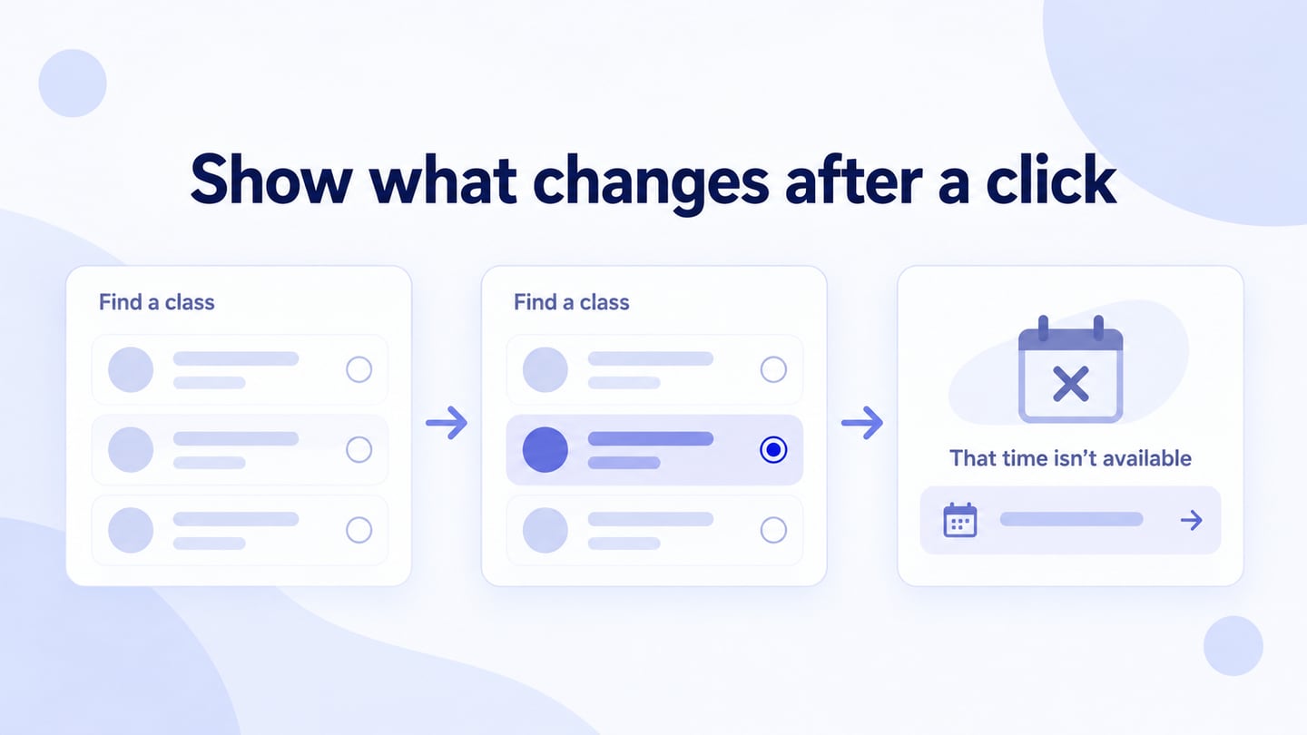 Show what changes after a click editorial illustration