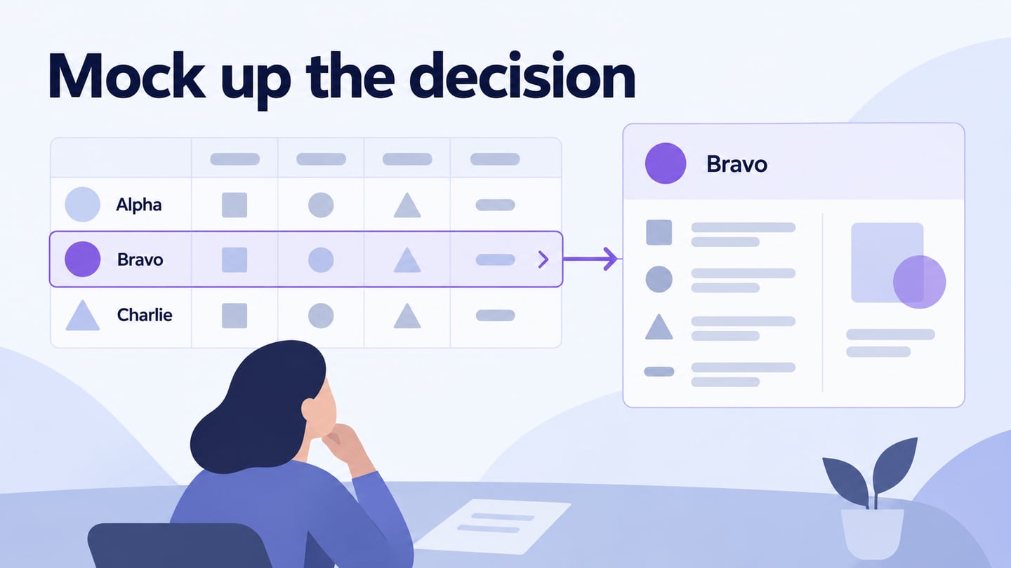 Mock up the decision editorial illustration