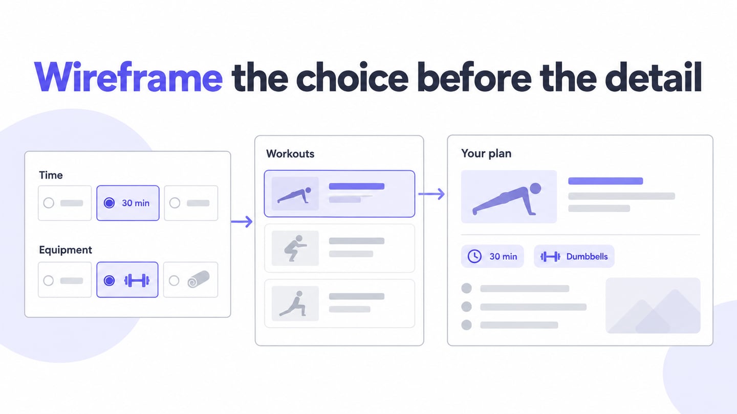 Wireframe the choice before the detail editorial illustration