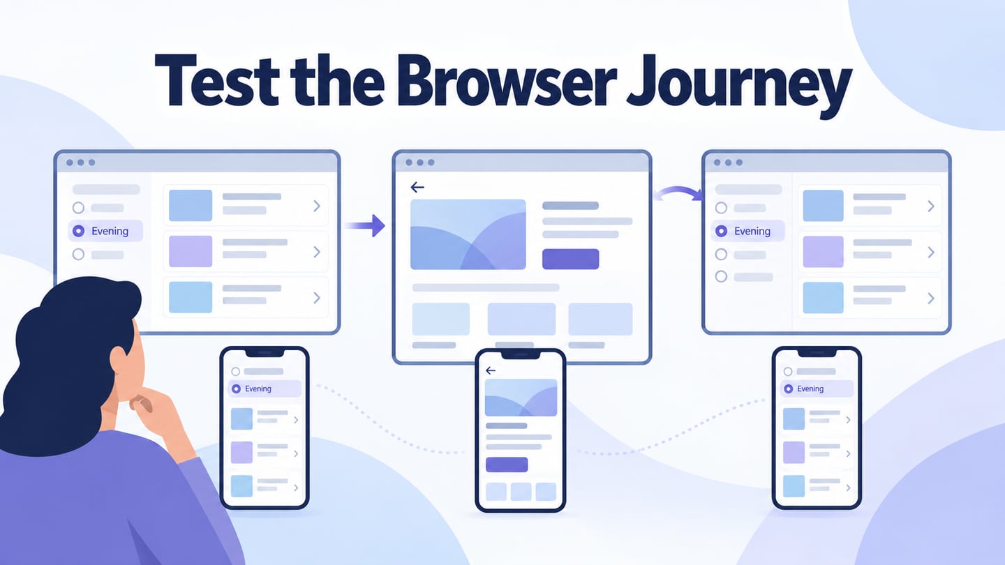 List, detail and return states compared across desktop and narrow browser layouts