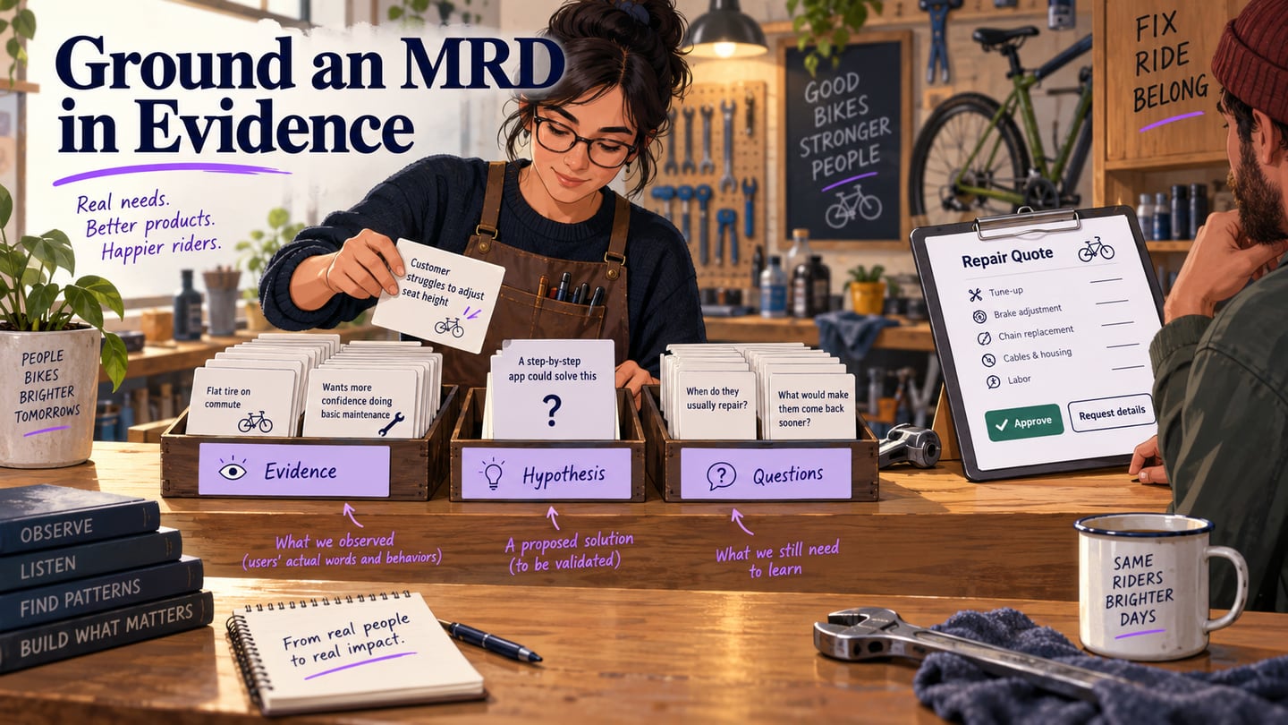 A repair-shop opportunity organized into market evidence, hypotheses and unanswered questions.